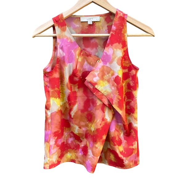 Ann Taylor LOFT Floral Orange Sleeveless Blouse Size XS Petite - Picture 1 of 13